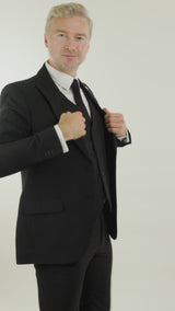 Paul Andrew Parker - Mens 3 Piece Black Tailored Fit Complete Suit Classic Door Man Mourning Funeral