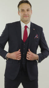 Mens Navy Blue Tailored Fit Suit
