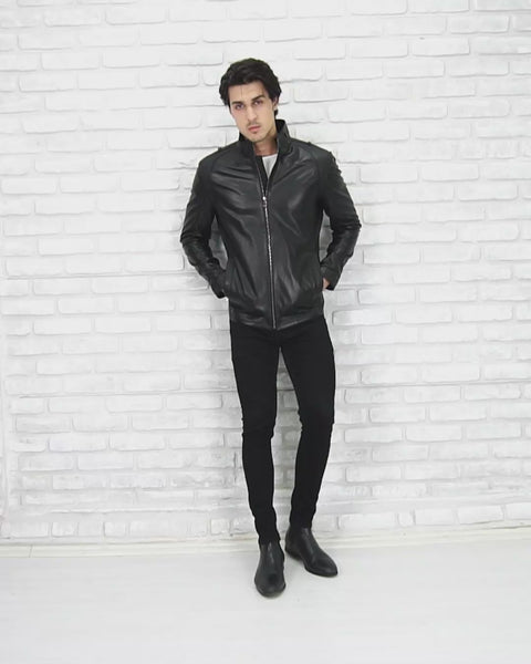 Genuine Lamb Leather Long Jacket for Men Tailored Fit - B208