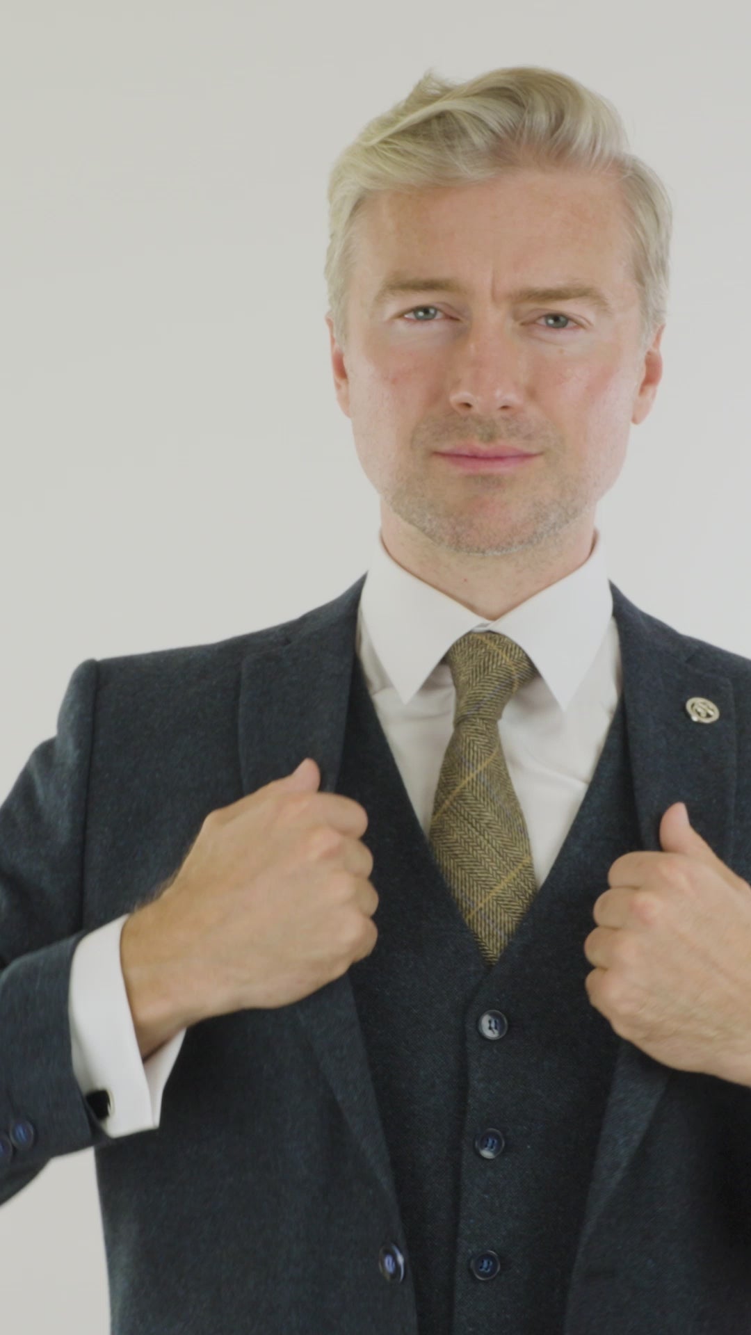 Mens Navy-Blue Peaky Blinders Wool Suit