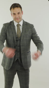 Marc Darcy Scott - Mens Grey with Blue Check 3 Piece Suit