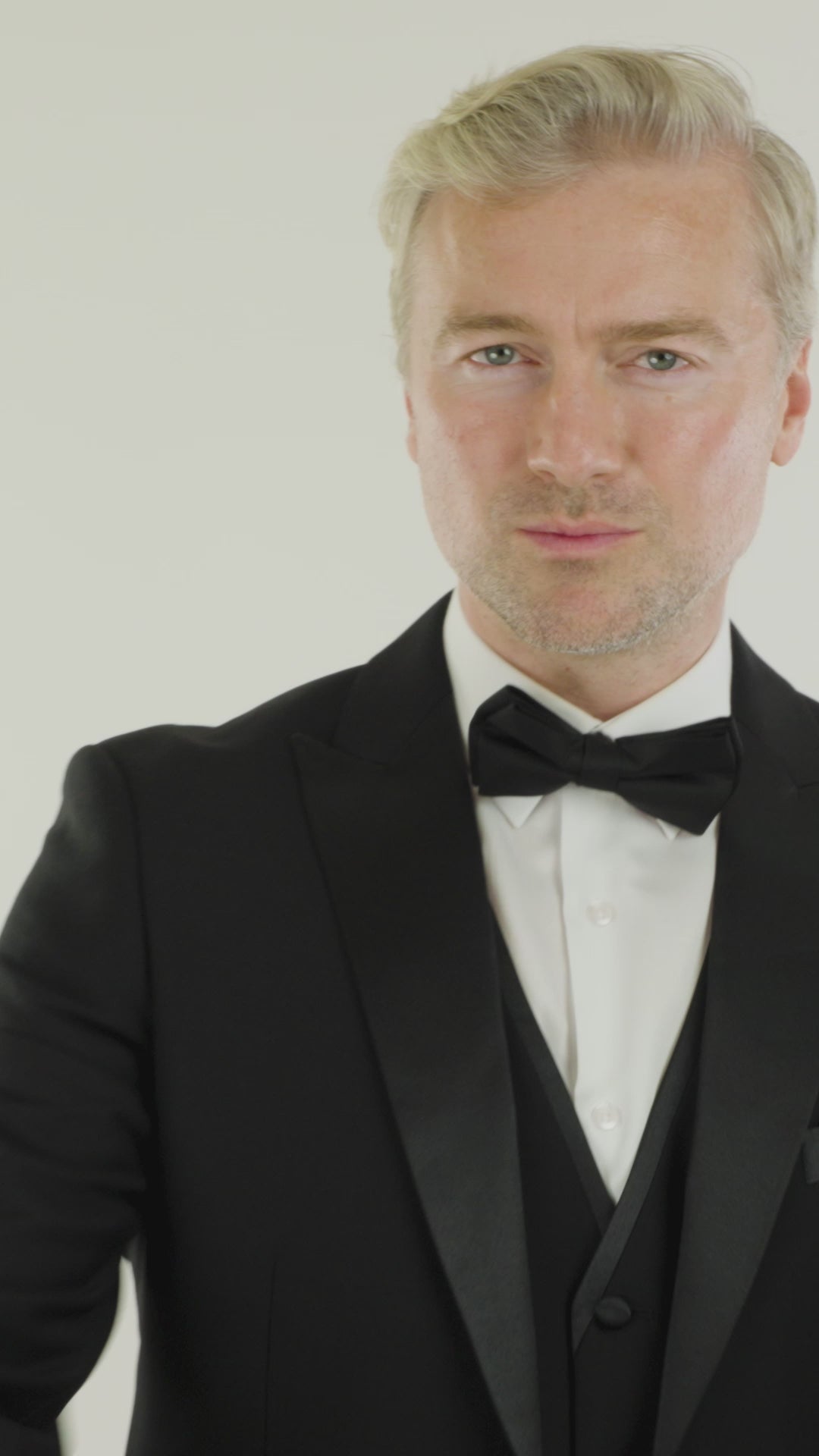 Paul Andrew Regent Black - Mens 3 Piece Black Classic Satin Tuxedo Dinner Suit Tailored Fit Wedding Prom