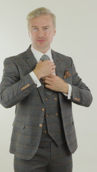Grey 3 Piece Suit with Double Breasted Waistcoat