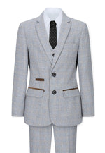 Boys 3 Piece Suit Cream Beige Tweed Check Vintage Retro Tailored Fit 1920s