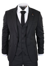 Black Pinstripe 3 Piece Suit - RC20-02