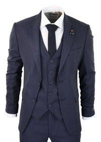 Navy-Blue Pinstripe 3 Piece Suit - RC20-31