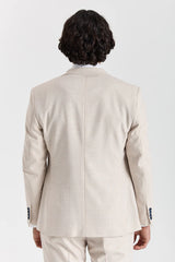 Regent - Cream 3 Piece Checked Wedding Suit for Men