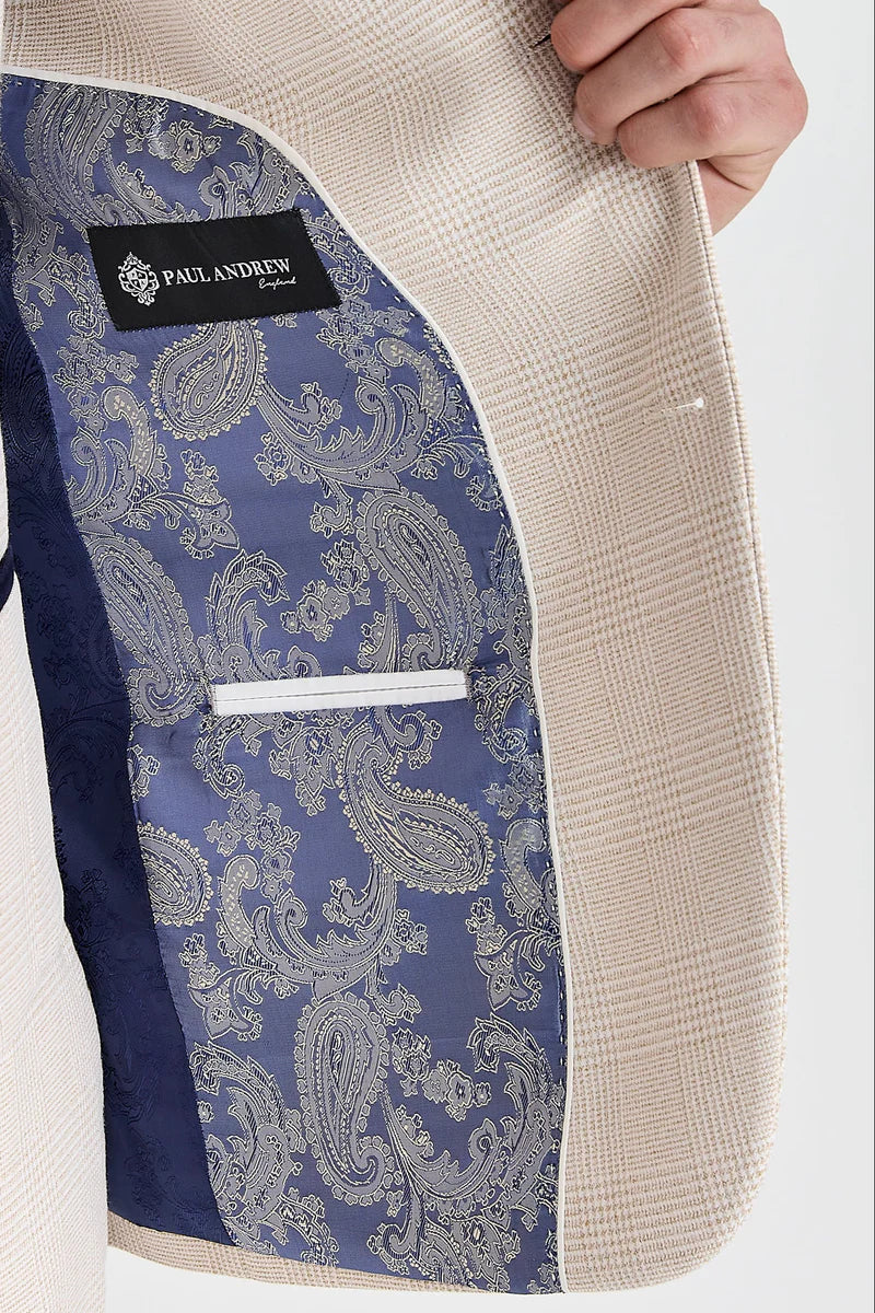 Regent - Cream Checked Blazer Weeding Style for Men