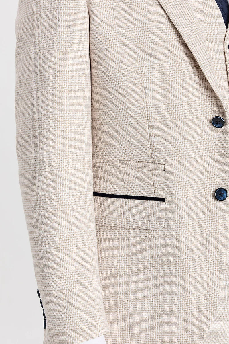 Regent - Cream Checked Blazer Weeding Style for Men