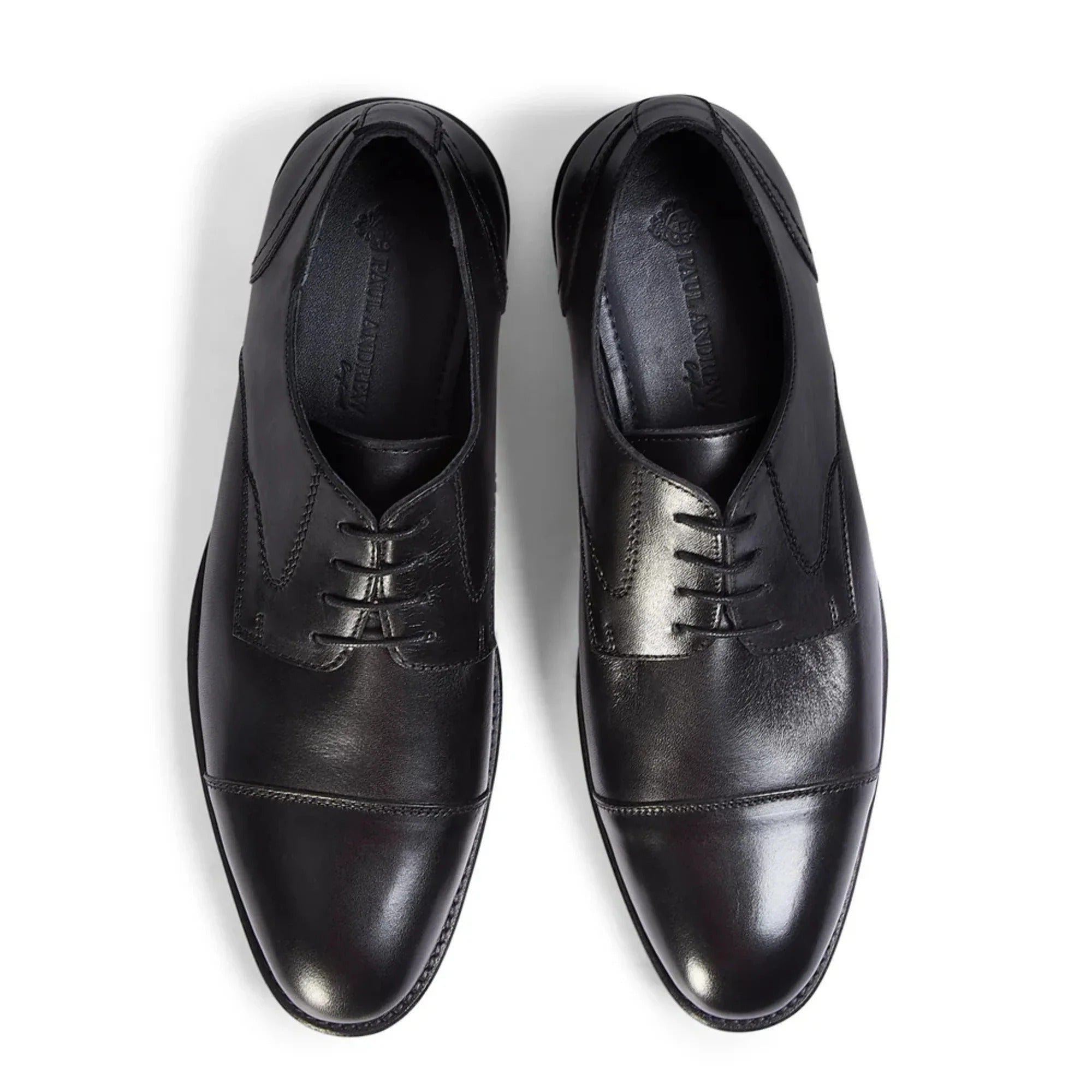 Regent - Men's Black Burnished Leather Derby Shoes