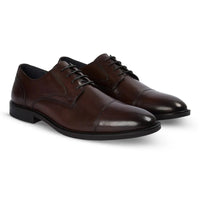 Regent - Men's Dark Brown Burnished Leather Derby Shoes