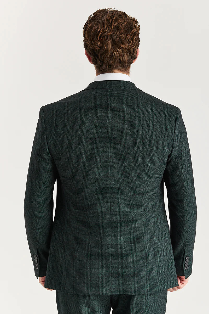 Regent - Men's Green Checked Tailored Fit Blazer