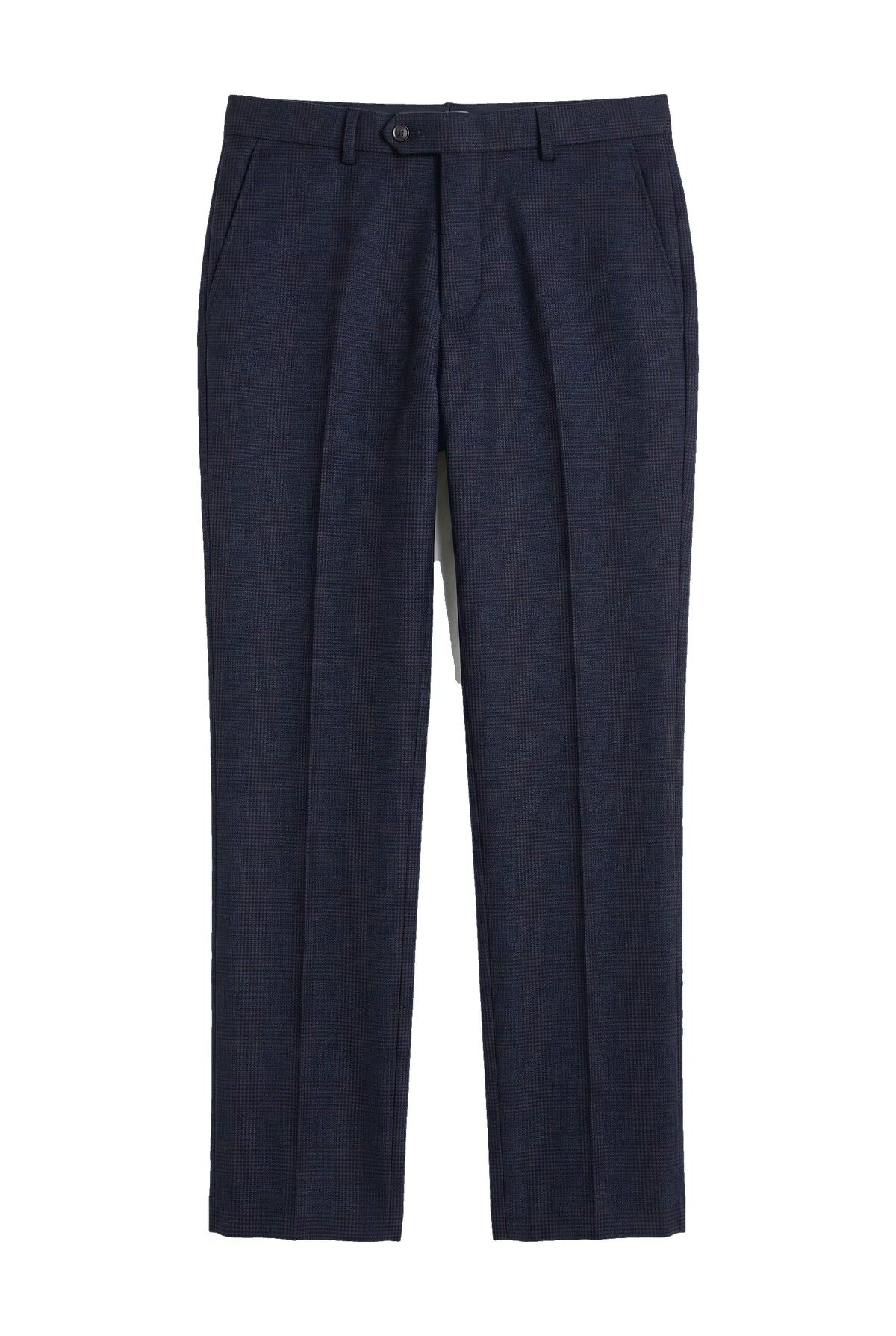 Regent - Men's Navy Plaid Check Trousers