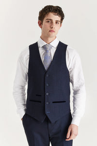 Regent - Men's Navy Plaid Check Waistcoat