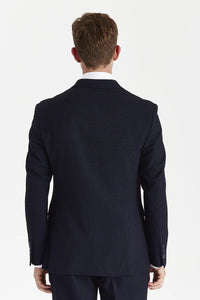 Regent - Navy Checked Double Breasted Blazer for Men