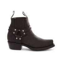 Unisex Real Leather Biker Ankle Boots Rock Punk Grinders Buckle Cowboy Riding