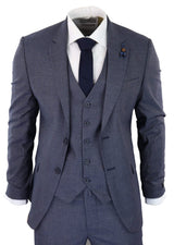 Blue-Grey Sheppard's Check 3 Piece Suit - RK20-11