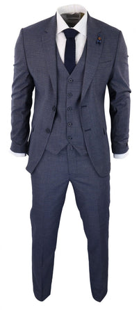 Blue-Grey Sheppard's Check 3 Piece Suit - RK20-11