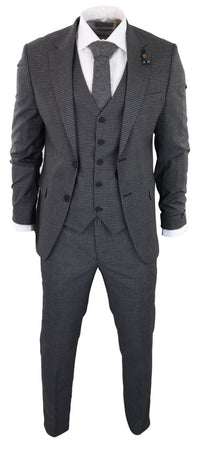 Dark-Grey Sheppard's Check 3 Piece Suit - RK20-12