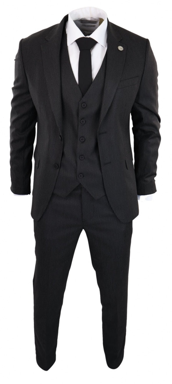 Black Pinstripe 3 Piece Suit - RK20-30
