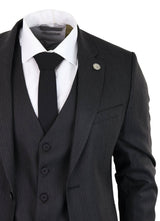 Black Pinstripe 3 Piece Suit - RK20-30
