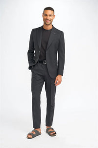 Roberto - Men's Black Shadow Stripes Tailored Fit Blazer