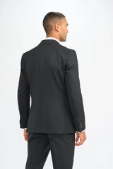Roberto - Men's Black 3 Piece Shadow Stripes Wool Blend Suit