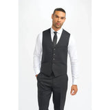 Roberto - Men's Black Shadow Stripes Waistcoat