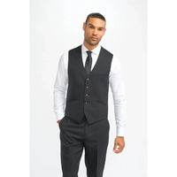 Roberto - Men's Black Shadow Stripes Waistcoat