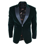 Rosa - Men's Soft Velvet Olive Green 1 Button Dinner Jacket Tuxedo Blazer Fit