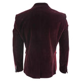 Rosa - Men's Soft Velvet Black Burgundy 1 Button Dinner Jacket Tuxedo Blazer Fit