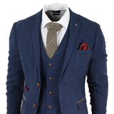 Scott Men's Blue 3-Piece Tweed Check Suit
