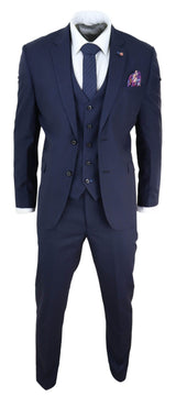 Mens Navy Blue Tailored Fit Suit