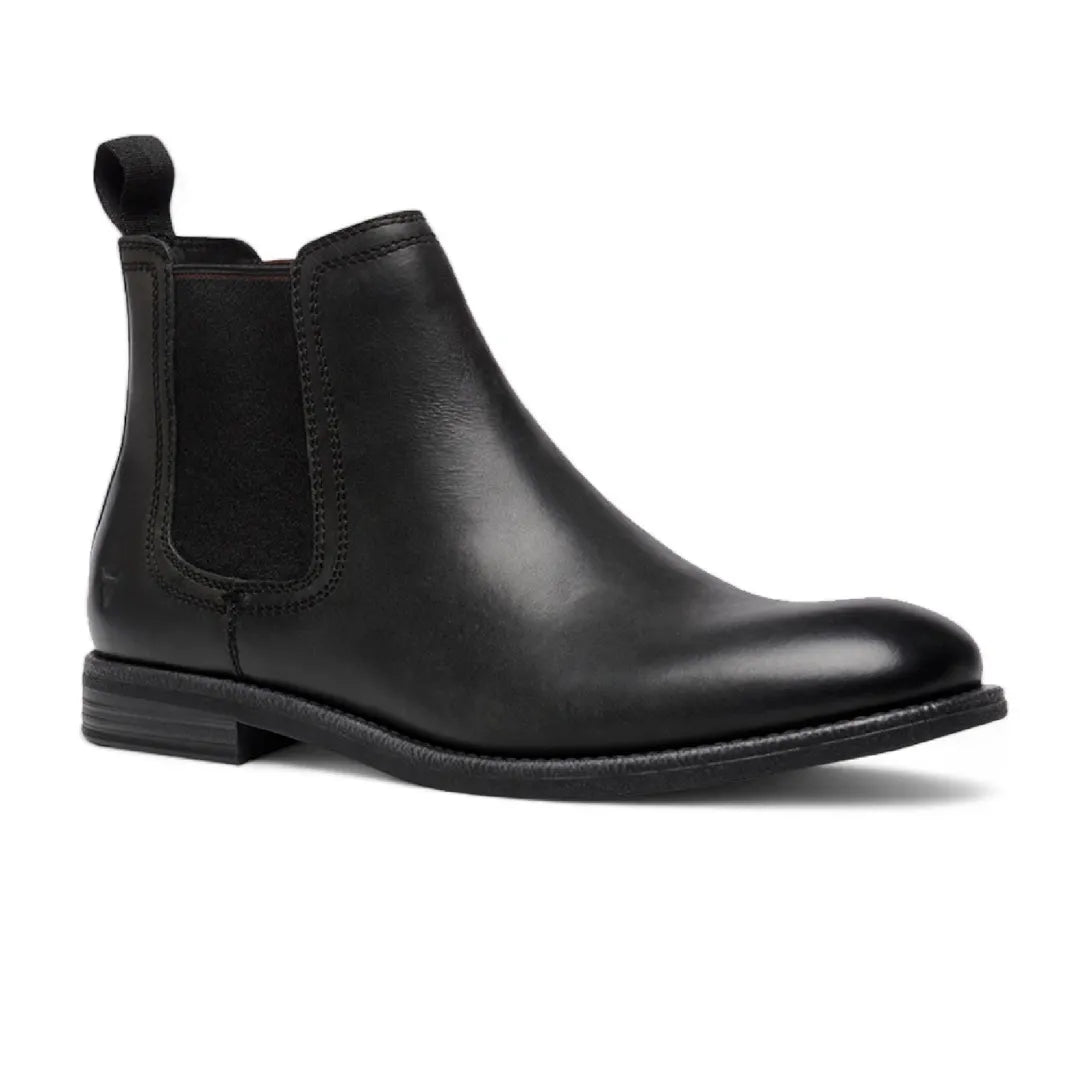 Sergio - Men's Black Slip On Leather Chelsea Boots