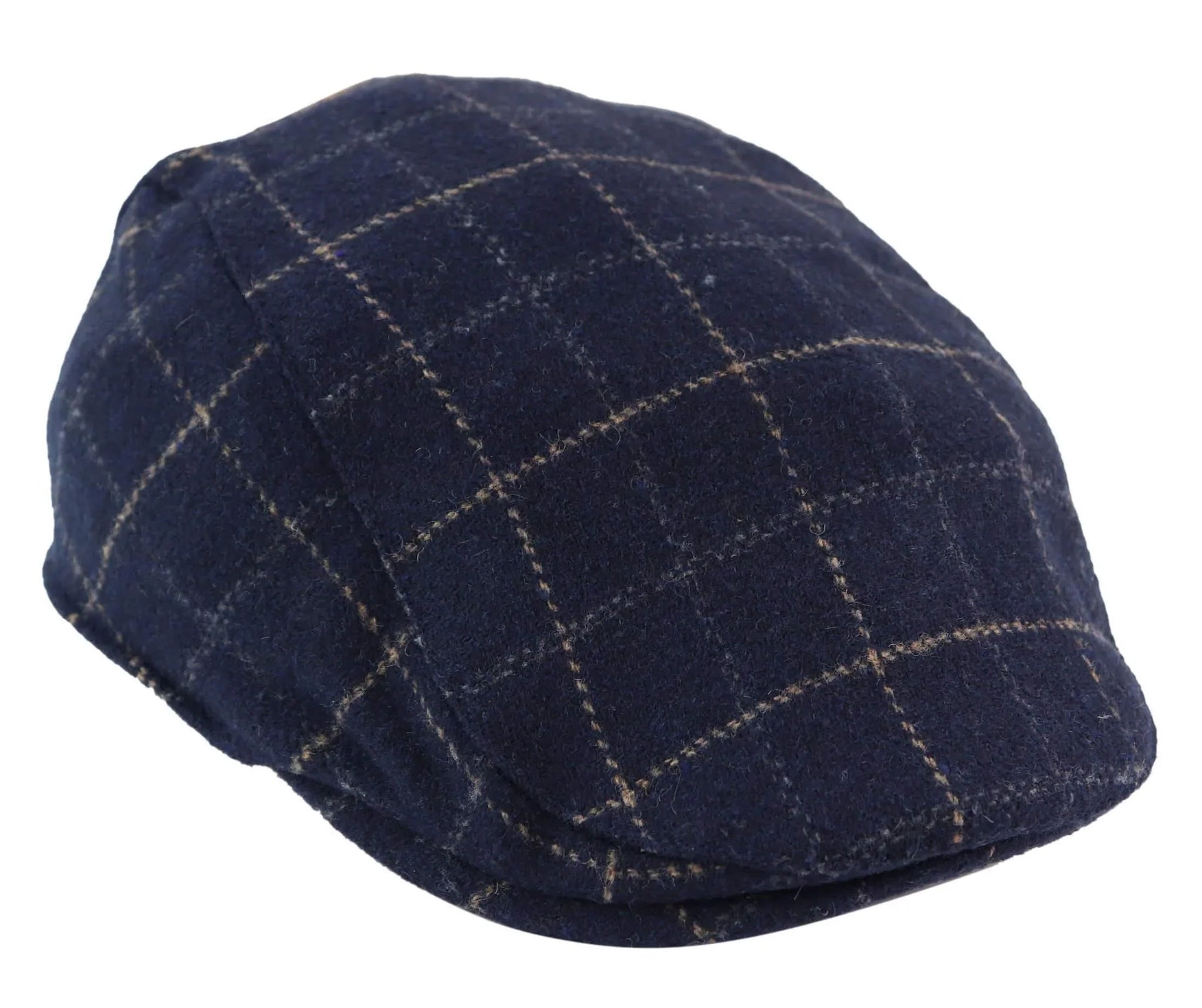 Mens Navy-Blue Check Grandad Hat Navy