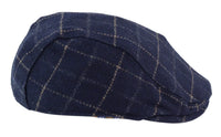 Mens Navy-Blue Check Grandad Hat Navy