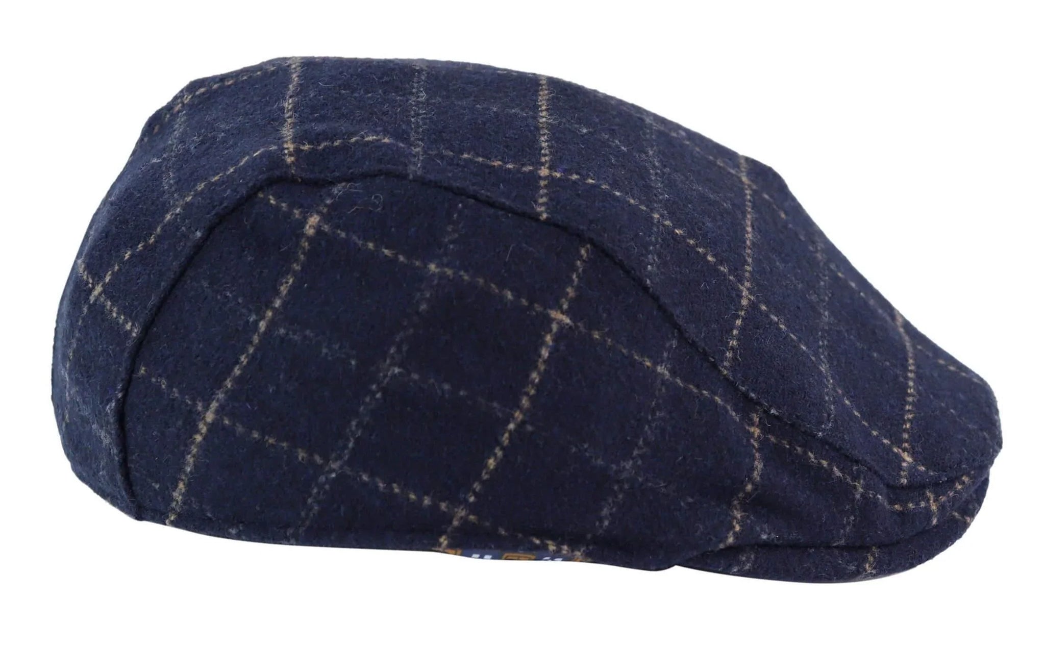 Mens Navy-Blue Check Grandad Hat Navy