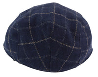 Mens Navy-Blue Check Grandad Hat Navy