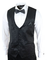 Mens Marc Darcy Velvet Paisley Black Fit 3 Piece Suit Tuxedo Dinner Jacket Wedding