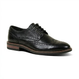 Stokes - Men's Black Leather Wingtip Brogue Lace-Up Shoes