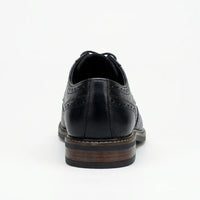 Stokes - Men's Black Leather Wingtip Brogue Lace-Up Shoes