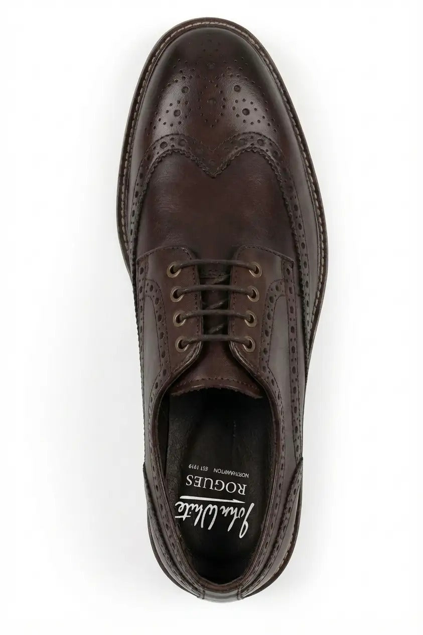 Stokes - Men's Brown Leather Wingtip Brogue Lace-Up Shoes