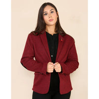 Women's Tweed Herringbone Blazer Jacket Wine Red Classic 1920s