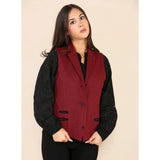 Women's Tweed Herringbone Waistcoat  Wine Red Classic 1920s