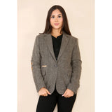 Women's Herringbone Tweed Blazer Oak Brown Classic Jacket
