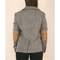 Women's Herringbone Tweed Blazer Oak Brown Classic Jacket