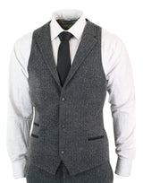 Men's Charcoal Grey 3 Piece Tweed Herringbone Suit - STZ11