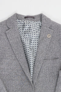 Men's Light Grey 3 Piece Tweed Herringbone Suit - STZ11