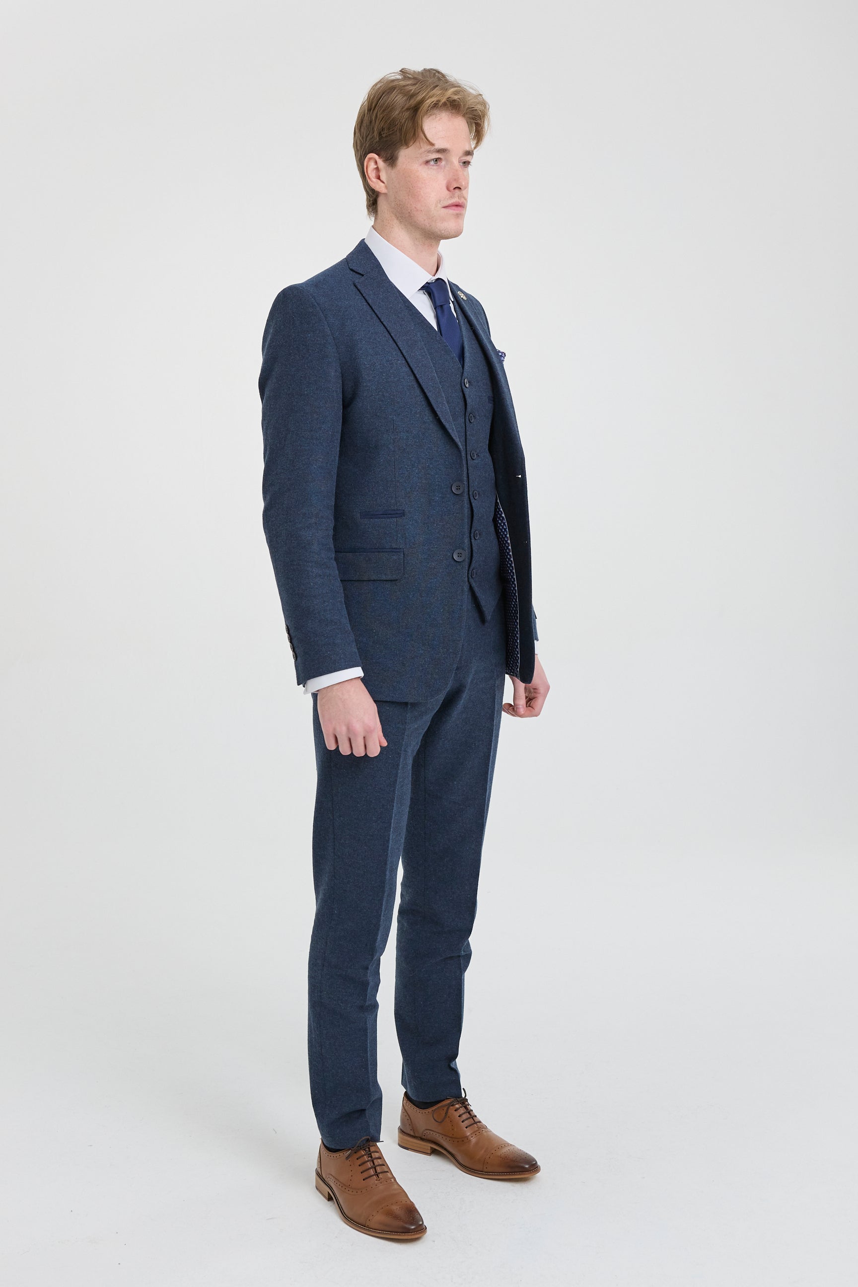 Mens Navy-Blue Gangster & Mafia Wool Suit