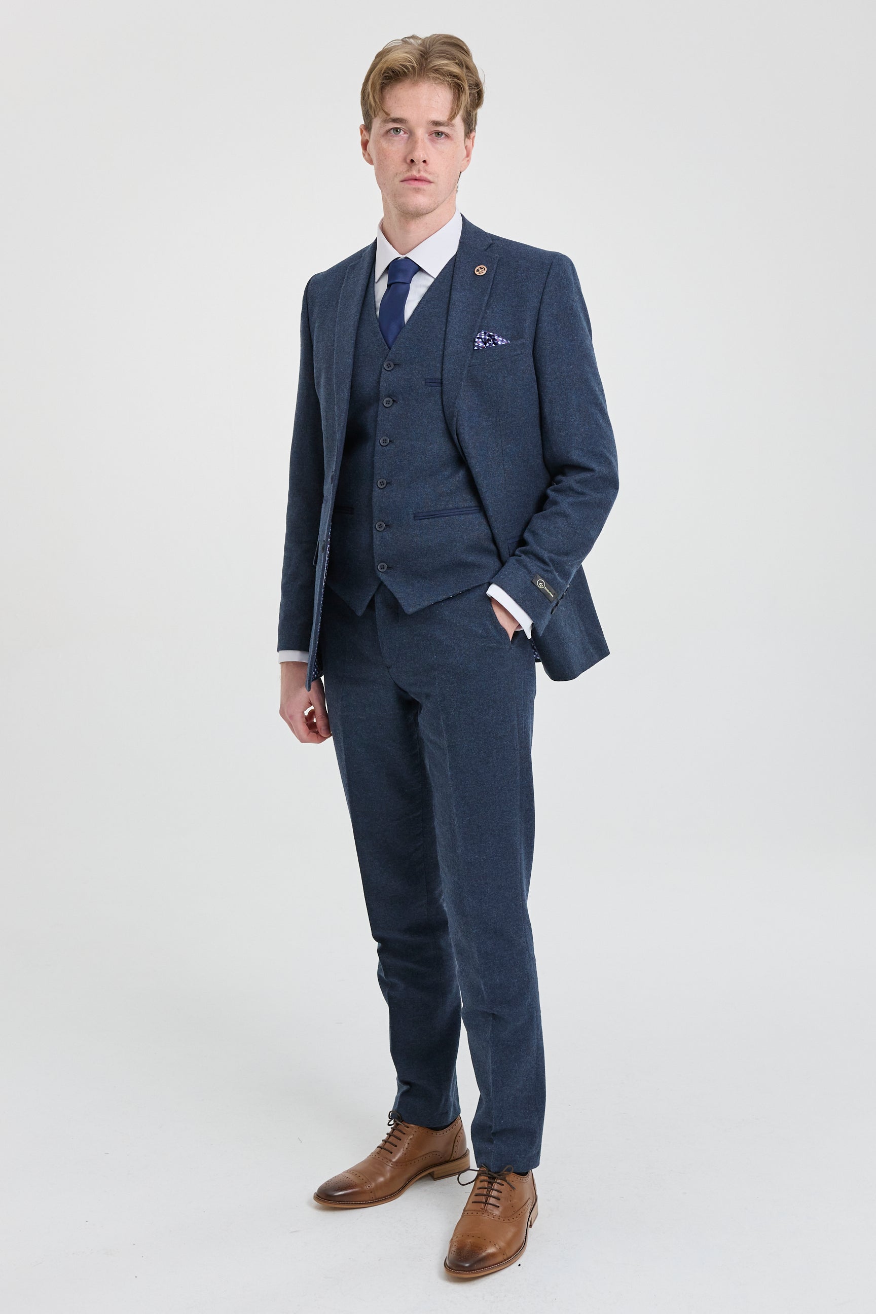 Mens Navy-Blue Gangster & Mafia Wool Suit